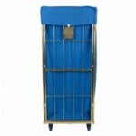 Vista posteriore del carrello portabiancheria con copertura 685x810x1850 mm in colore Blu Royal di RTP Radom.
