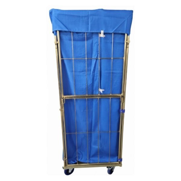 Profilo laterale del carrello portabiancheria con copertura 685x810x1850 mm in colore Blu Royal – RTP Radom.